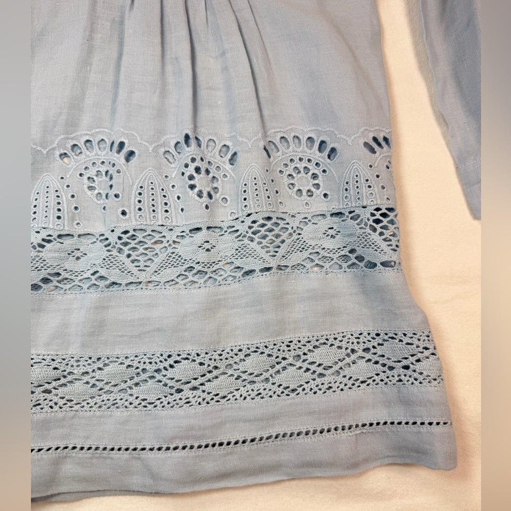 Sundance Alyssa Linen Eyelet Tunic Light Blue Size XS EUC - Picture 4 of 9